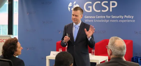 LTG Pulkkinen addresses GCSP participants, Fellows and Staff