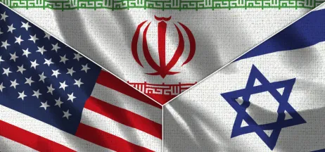 US, Iranian, and Israeli flag