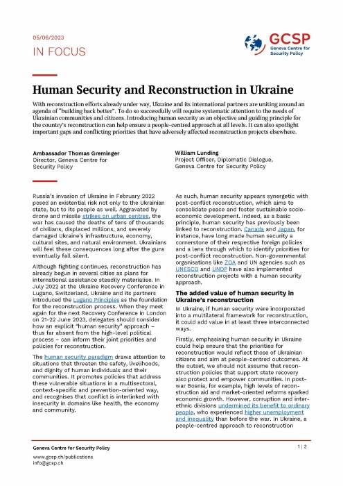 Human Security and Reconstruction in Ukraine